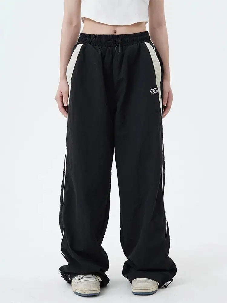 Women's Retro Loose-Fit Drawstring Casual Joggers - Wide Leg Fit