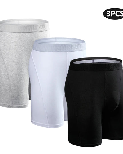 3-Pack Men’s Cotton Boxer Shorts – Long Fit