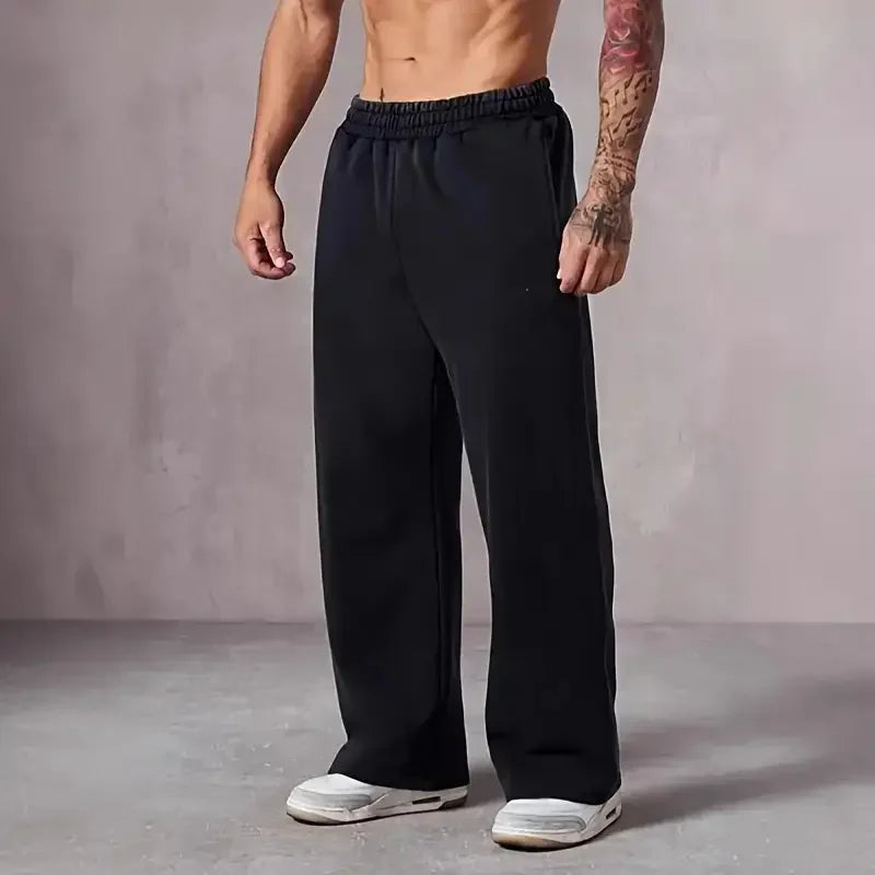 Men's Oversized Wide-Leg Sweatpants with Loose Fit and Elastic Waist