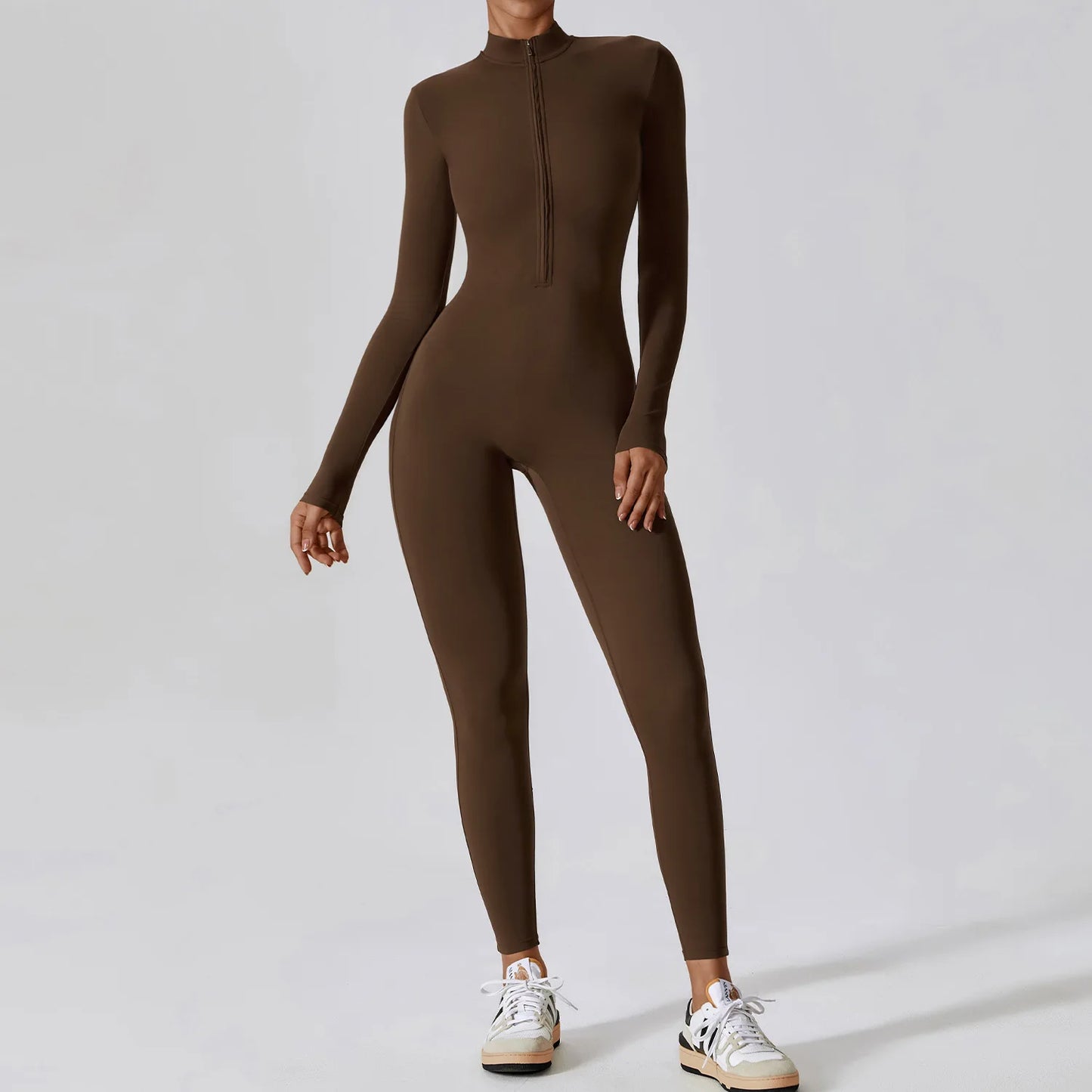 Women's Long Sleeve Zipper Jumpsuit - One-Piece Stylish and Comfortable Romper for Women
