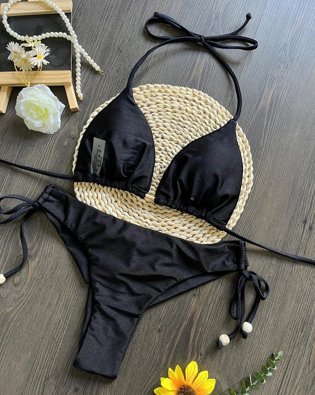 Braided Rope Bandage Bikini Set for Women - Two-Piece Triangle Swimwear