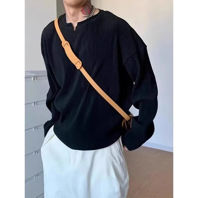 Loose Long-Sleeved Ribbed Drape Men's Sweater