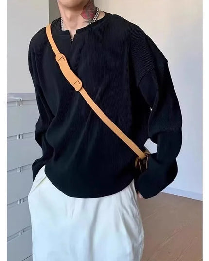 Loose Long-Sleeved Ribbed Drape Men's Sweater