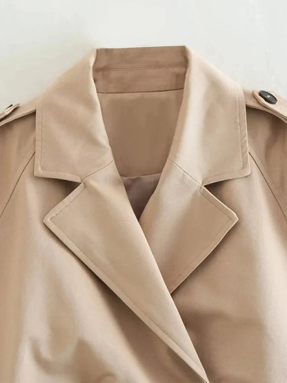 Women's Cropped Trench Coat with Belt