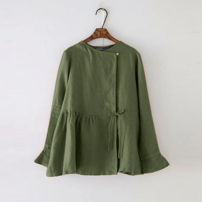 ZANZEA Vintage Women’s Long Flare Sleeve Cotton Blouse