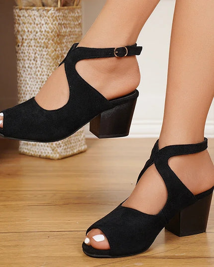 Women's Wrap Sandals with Cross Straps, Thick Sole, Square Heel, and Non-Slip Design