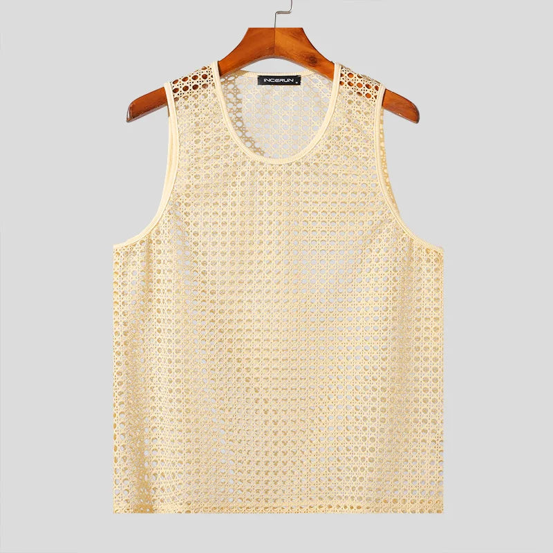 Incerun Men's Mesh Transparent Tank Top Vest
