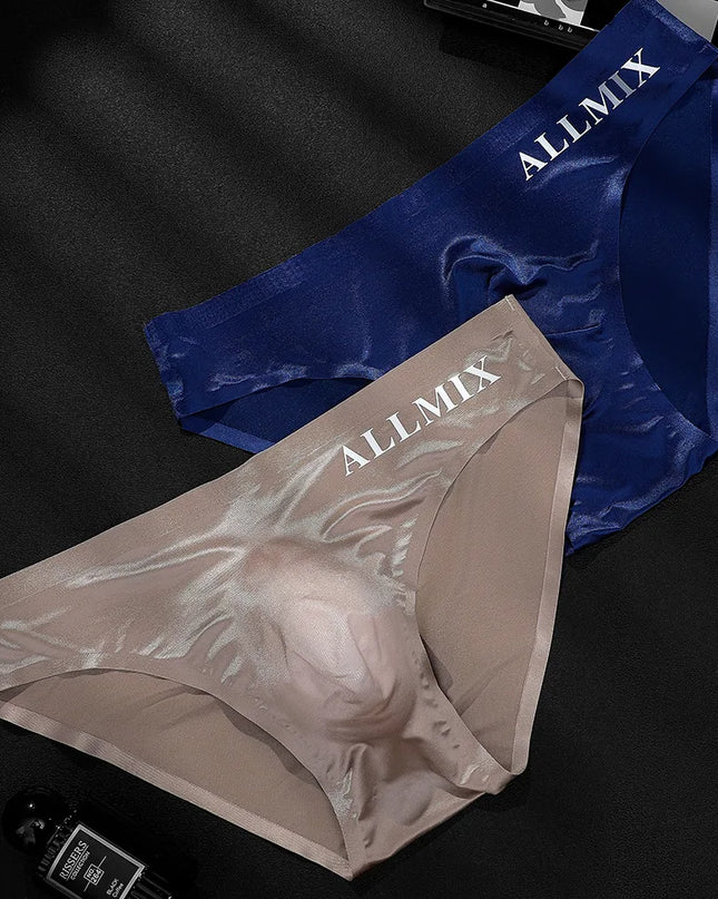 Men's Clear Ice Silk Low Waist U-Convex Seamless Briefs