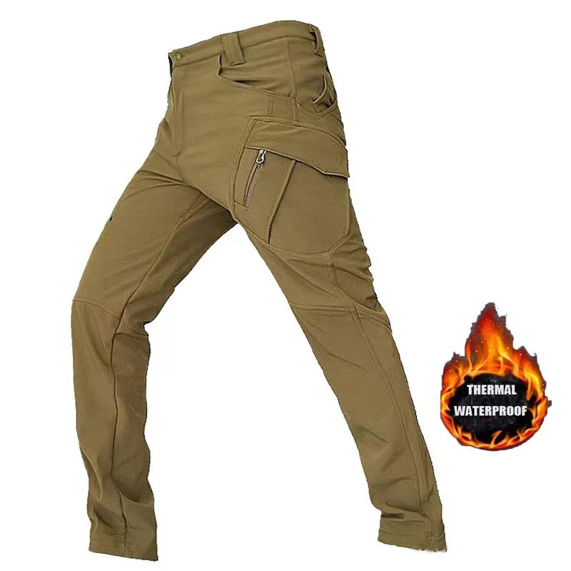 Men’s Waterproof Fleece Cargo Pants – Tactical Hiking Combat Trousers for Men
