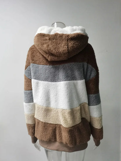 Oversized Hooded Plush Jacket for Women