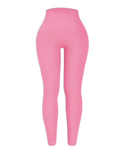 Women's High-Waisted Ribbed Yoga Pants - Various Colors