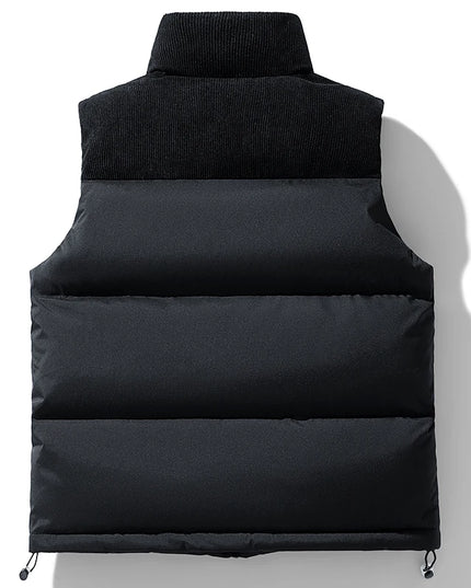 Warm Men's Cotton-Padded Vest Jacket with Full Zipper