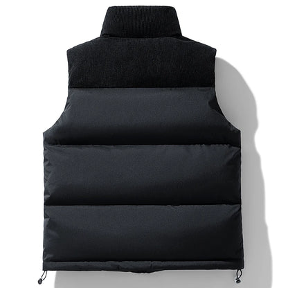 Warm Men's Cotton-Padded Vest Jacket with Full Zipper