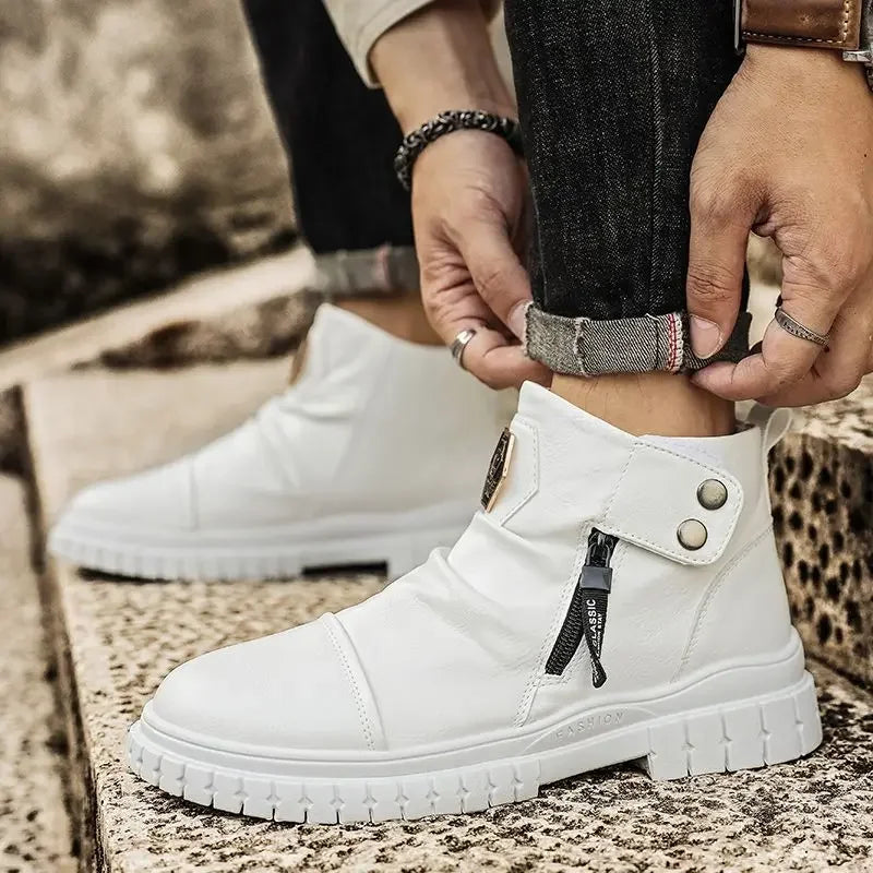 Men's Retro Classic Platform Shoes with Side Zip