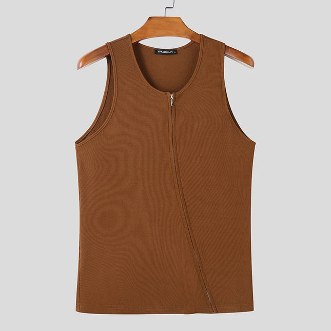 Incerun Men's Sleeveless Zipper Vest