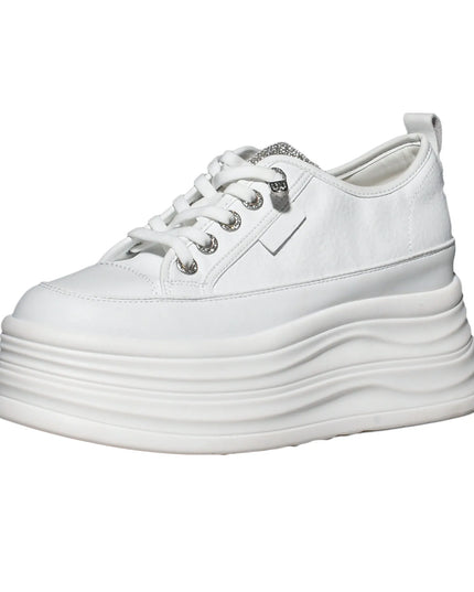 Hidden Heel High Platform Sneakers for Women Chunky Wedge - Genuine Leather