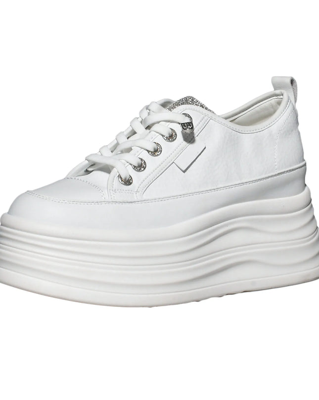 Hidden Heel High Platform Sneakers for Women Chunky Wedge - Genuine Leather