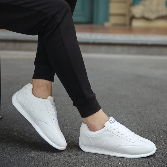 Men's Faux Leather Casual Sneakers with Non-Slip Sole