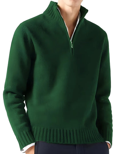 Men's Long Sleeve Turtleneck Sweater - Knitted, Breathable, Half-Zip Design