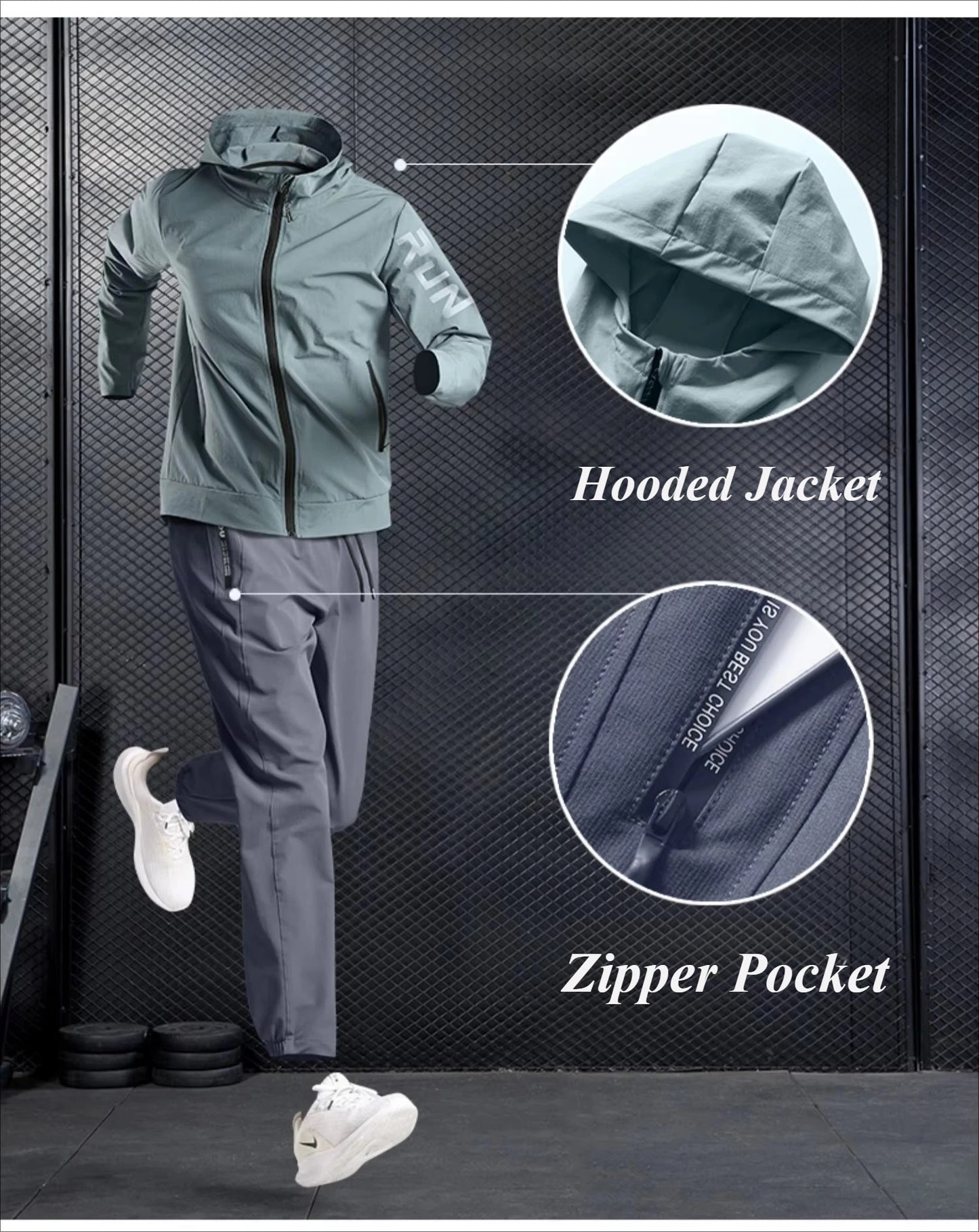 Men's Quick Dry Fitness Set: 2-Piece Jacket and Sweatpants Combo - Loose Fit