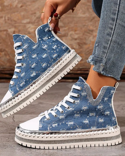 Women's Breathable High-Top Canvas Sneakers