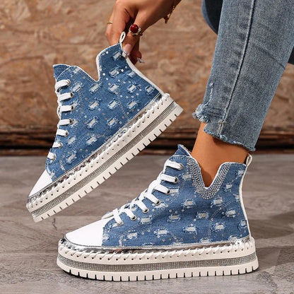 Women's Breathable High-Top Canvas Sneakers