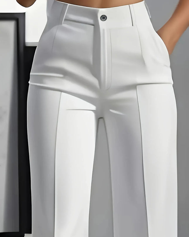 Women's High-Waisted Draped Straight-Cut Pants