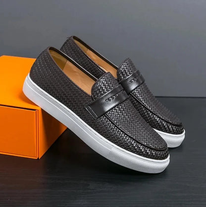 Men's Slip-On Loafers - Casual Faux Leather Shoes