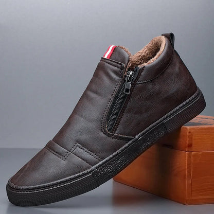 Men's Slip-On Sneakers with Side Zipper – Flat Casual Shoes for Men