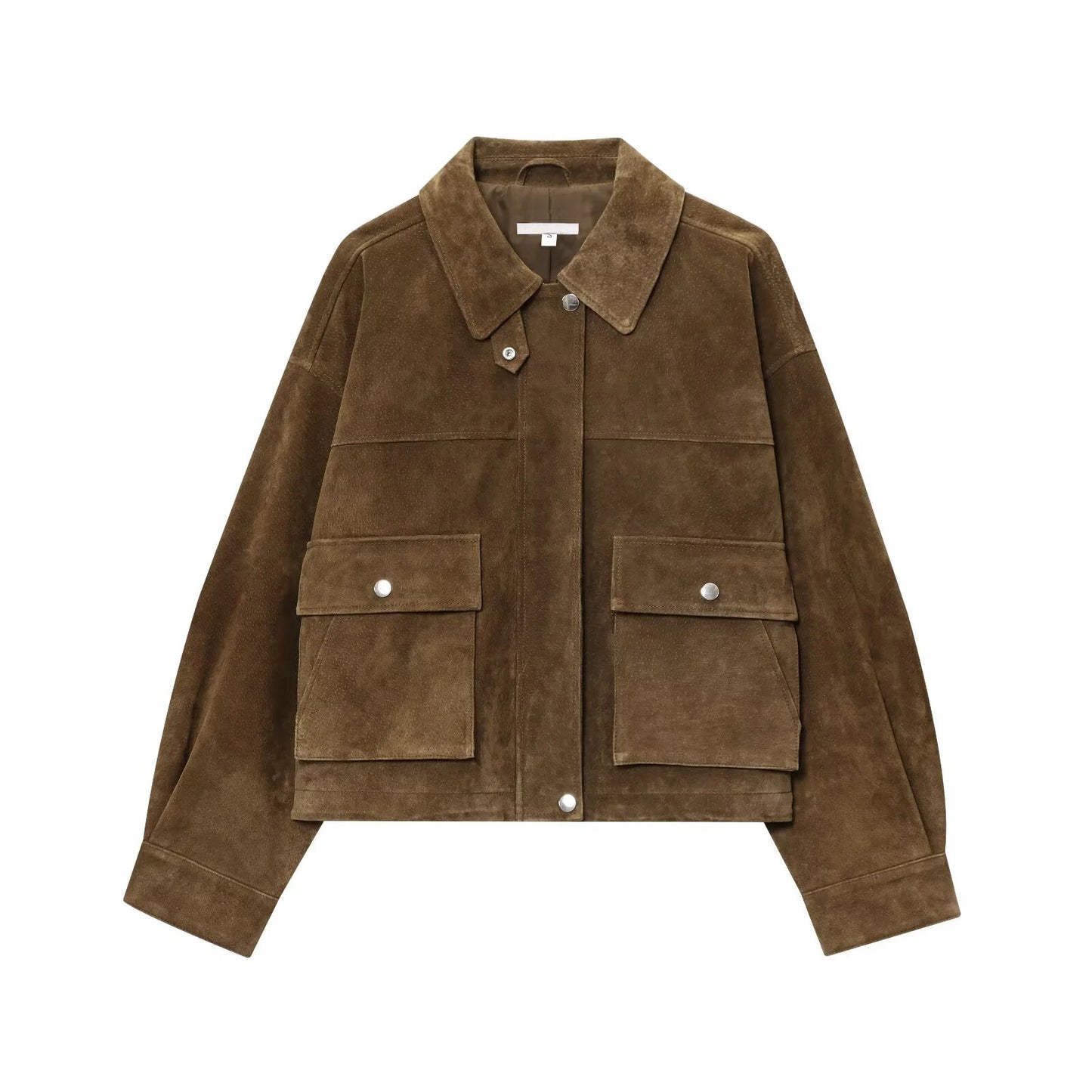 Women's Faux Leather Jacket with Pockets