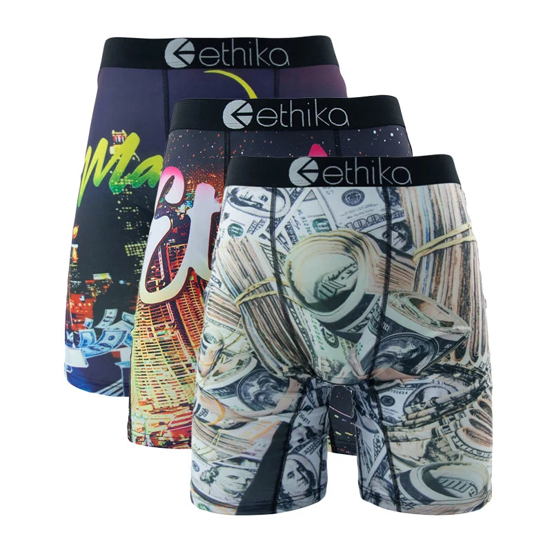 ETHIKA Men's 3-Pack Breathable Boxer Briefs Underwear