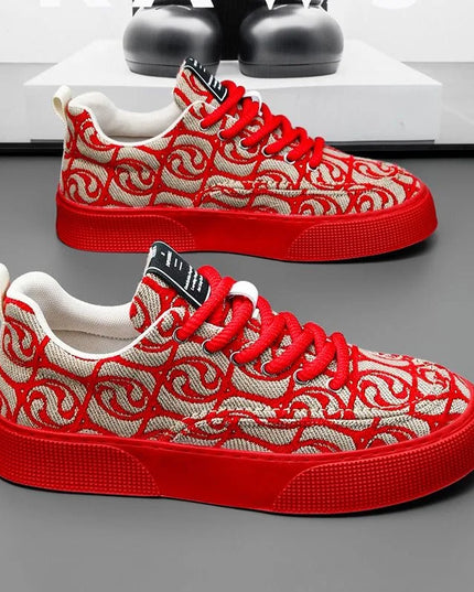 Men's Canvas Low Top Sneakers - Flat Sole, Vulcanized Style