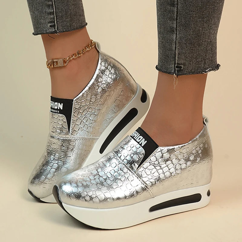 Casual Slip-On Platform Sneakers for Women – Non-Slip Thick Sole-