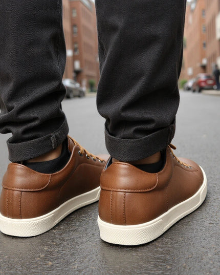 Men's Casual Faux Leather Lace-Up Sneakers