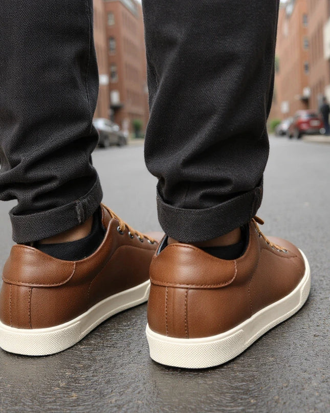 Men's Casual Faux Leather Lace-Up Sneakers