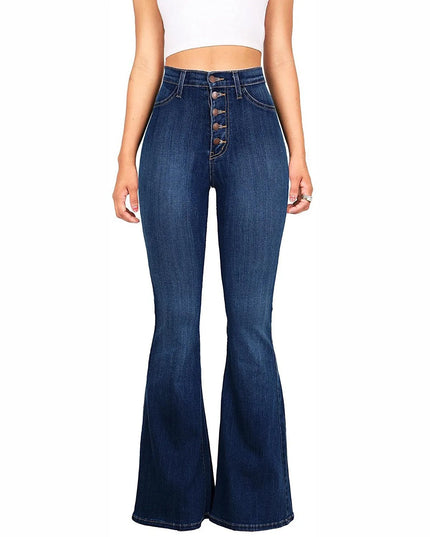 Women's High Waist Bootcut Jeans with Skinny Fit and Hip-Lifting Design