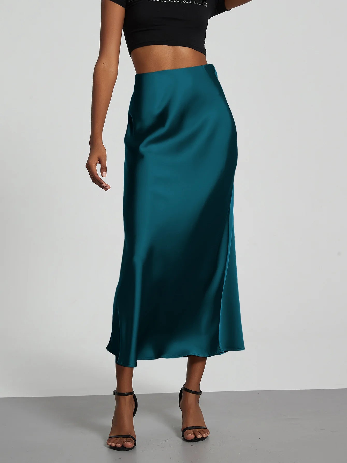 Women's Sophisticated High-Waisted Satin Maxi Skirt