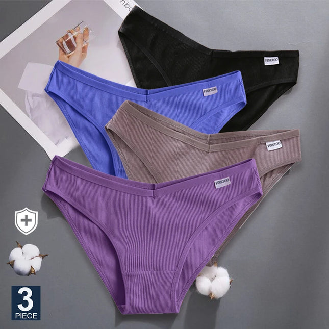 3-Piece Set  Women's Cotton Underwear- Various Colors