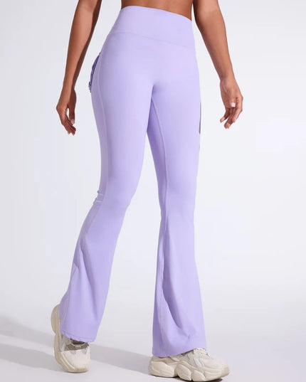 DIAS FIT JOY Women's High-Waisted Pocket Flared Pants | Hip-Lifting, Comfort Fit, Trendy Flared Trousers