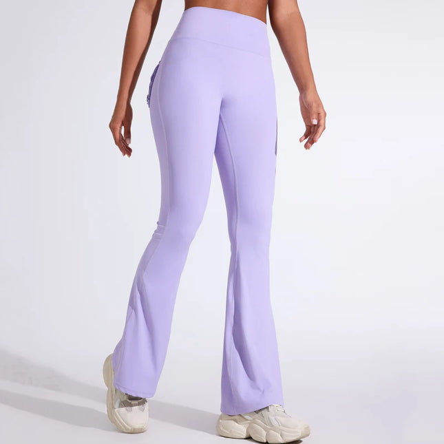 DIAS FIT JOY Women's High-Waisted Pocket Flared Pants | Hip-Lifting, Comfort Fit, Trendy Flared Trousers