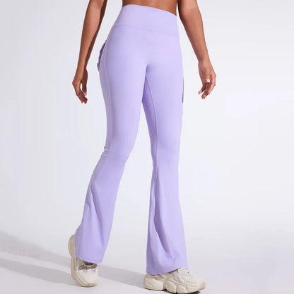 DIAS FIT JOY Women's High-Waisted Pocket Flared Pants | Hip-Lifting, Comfort Fit, Trendy Flared Trousers