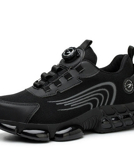Rotating Button Men’s Anti-Puncture Protective Sneakers – Durable, Comfortable Work Shoes for Men
