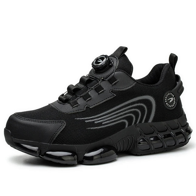 Rotating Button Men’s Anti-Puncture Protective Sneakers – Durable, Comfortable Work Shoes for Men