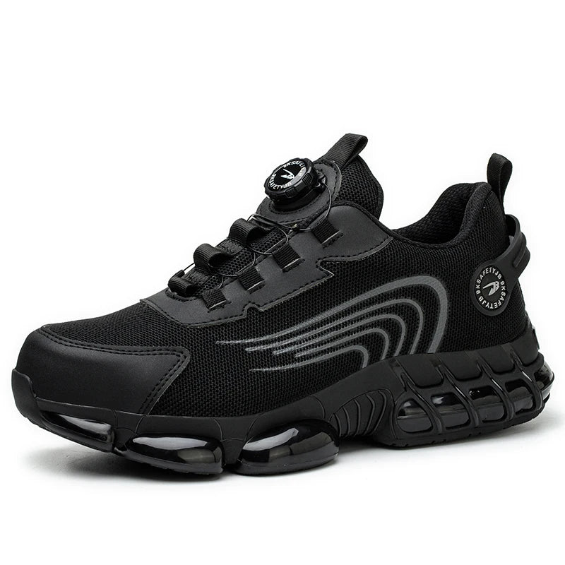 Rotating Button Men’s Anti-Puncture Protective Sneakers – Durable, Comfortable Work Shoes for Men