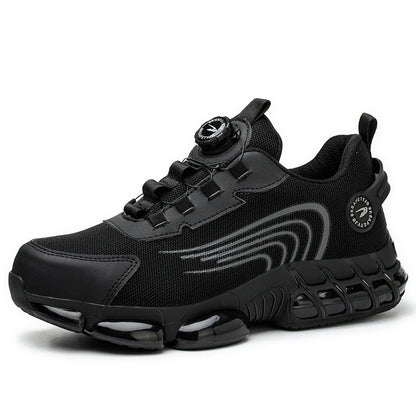 Rotating Button Men’s Anti-Puncture Protective Sneakers – Durable, Comfortable Work Shoes for Men