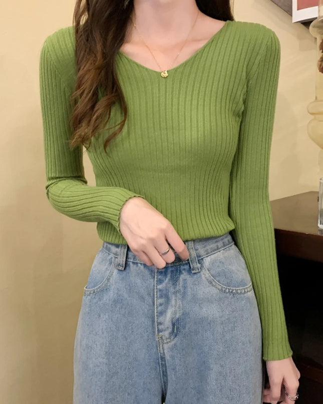 Women's V-Neck Slim Fit Sweater