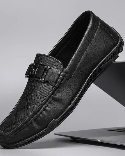 Men's Casual Faux Leather Shoes - Breathable Slip-On Design