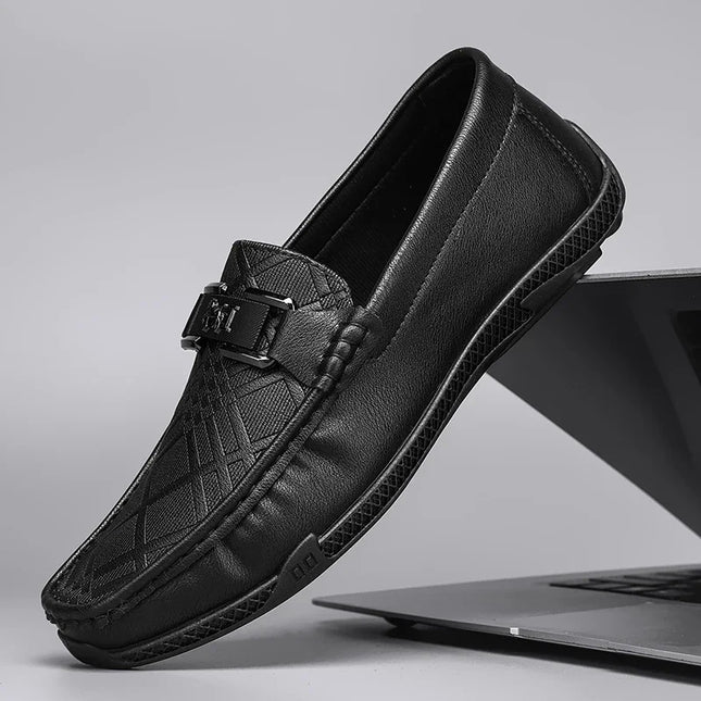 Men's Casual Faux Leather Shoes - Breathable Slip-On Design