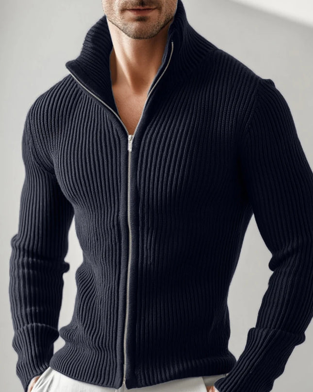 Men's Slim Fit Zipper Stand Collar Jacket
