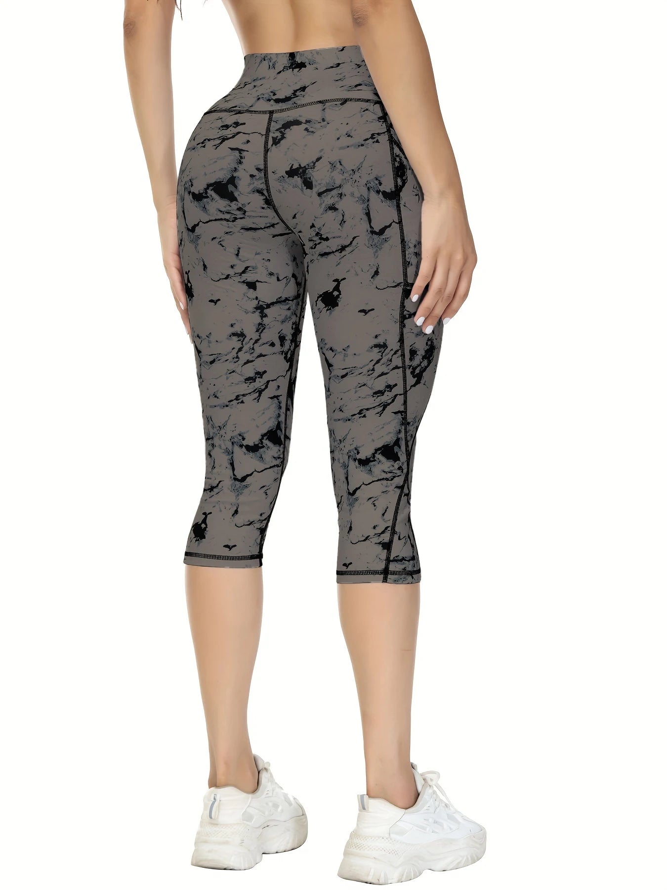 High Waisted Capri Leggings for Women with Pockets